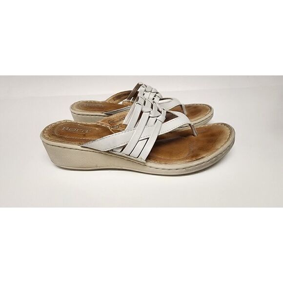 Born Tansey Wedge Slide Sandal Shoes Color White Size 8M - Picture 5 of 12